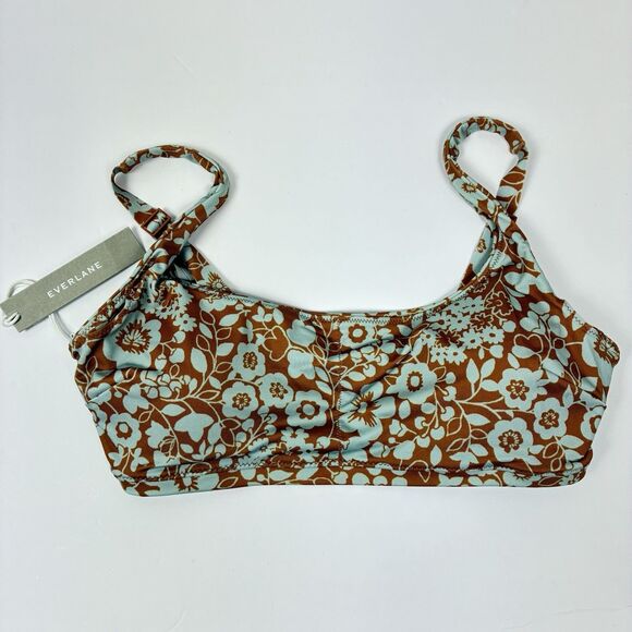Everlane Renew Squareneck Bikini Top XS Floral Print Swim Gym Workout NWT - Picture 2 of 8